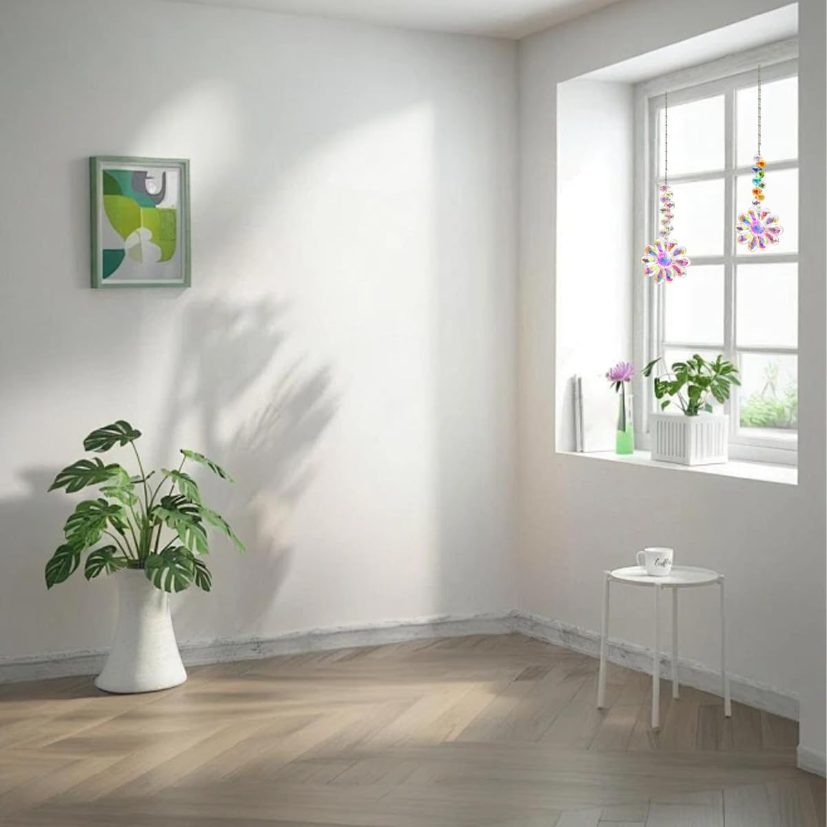 2 PCS Crystal Sunflower Suncatchers Hanging Ornaments Colorful Flower Sun Catcher Prisms Rainbow Maker Window Sun Catchers for Windows Hanging Indoor Outdoor Balcony Aesthetic Home Patio Garden Decor - Image 6