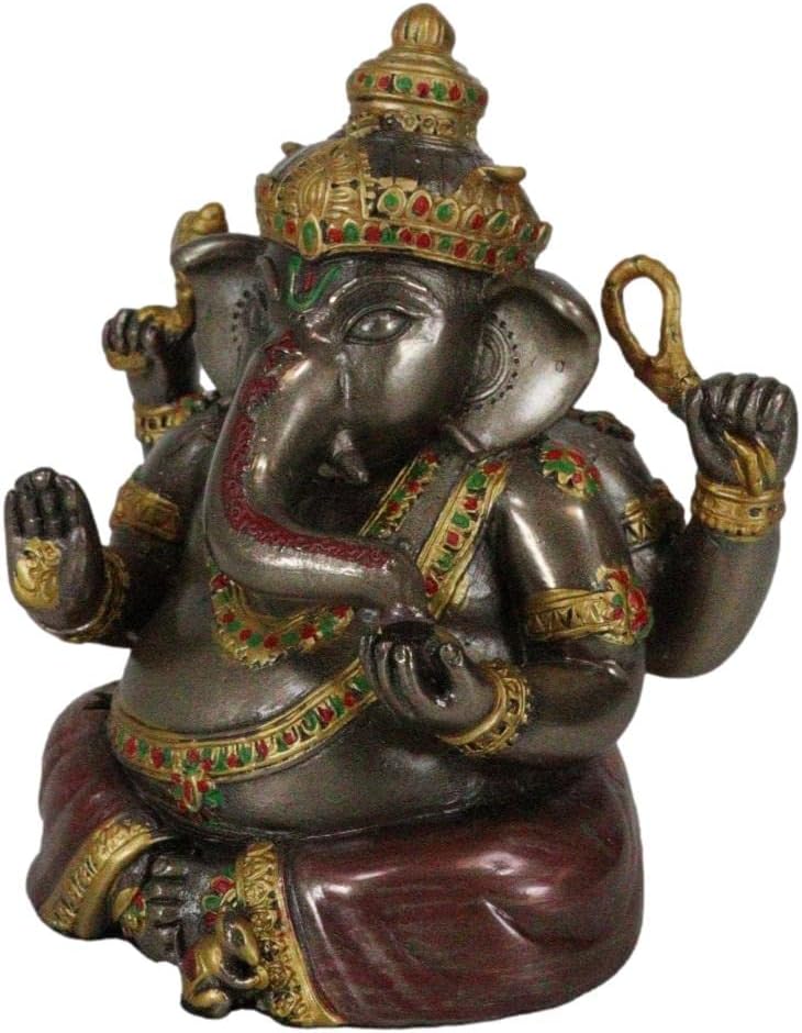 Ebros Gift Eastern Enlightenment Meditating Hindu God Ganesha Altar Decor Figurine Ganesh Ganapati Hinduism Statue Remover of Obstacles As Spiritual Sculpture in Bronze Color Finish