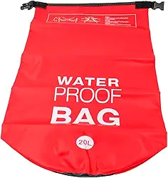 Bolsa Impermeável 20L, Saco Estanque à Prova D'água, Vermelho, com Alça Ajustável para Camping, Pesca, Caiaque