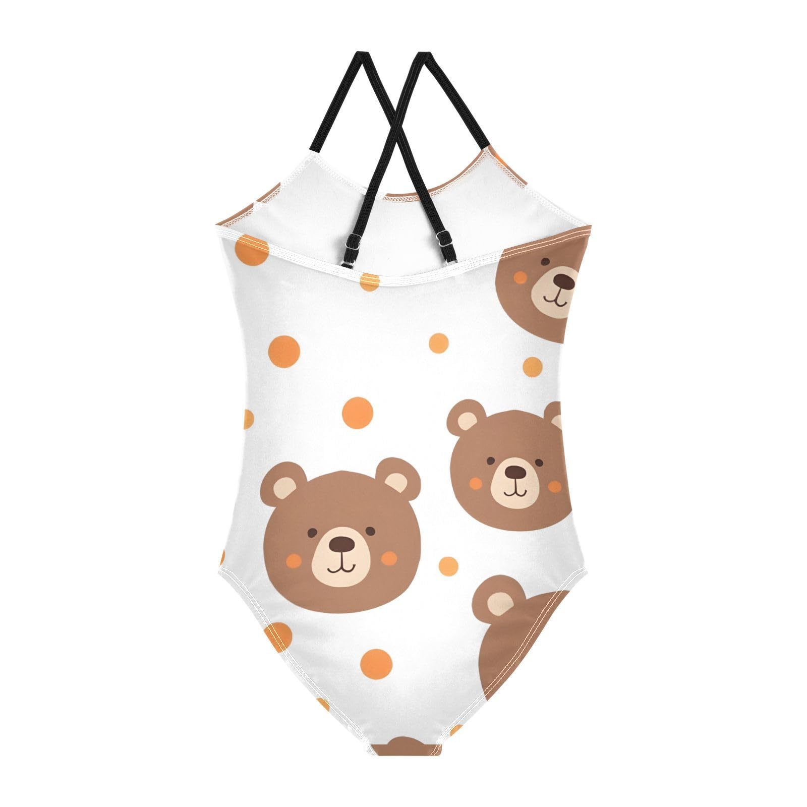Bolaz Girls Swimsuits One-Piece Bathing Suits Multicolor Kids Sport Summer Beach Swimwear for 3-10 Years Old-Cartoon Bear