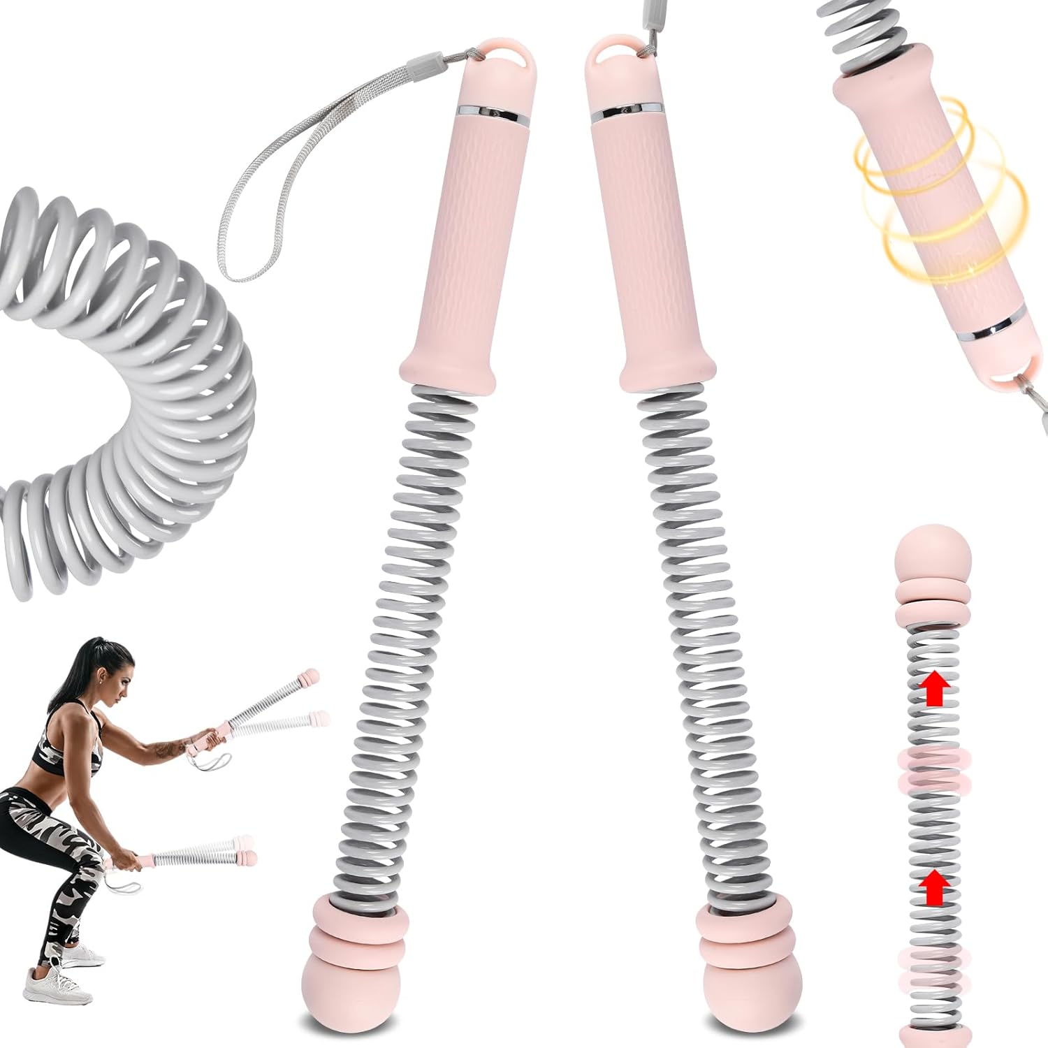 Adjustable Weighted Ropeless Battle Ropes for Home Gym, Heavy Duty Portable Workout Rope for Strength Building & Low-Impact Cardio, Fitness Equipment for Men & Women with HIIT Training