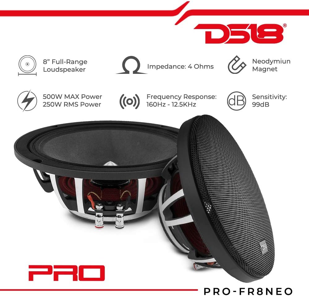 70% Off Everything DS18 PRO-FR8NEO Loudspeaker- 8, Full-Range, Silver Aluminum Bullet, 500W Max, 250W RMS, 4 Ohms, Neodymium Magnet - The Most Elegant Neodymium Full Range Loudspeakers Available Big Sale DS18 PRO-FR8NEO Loudspeaker- 8, Full-Range, Silver Aluminum Bullet, 500W Max, 250W RMS, 4 Ohms, Neodymium Magnet - The Most Elegant Neodymium Full Range Loudspeakers Available