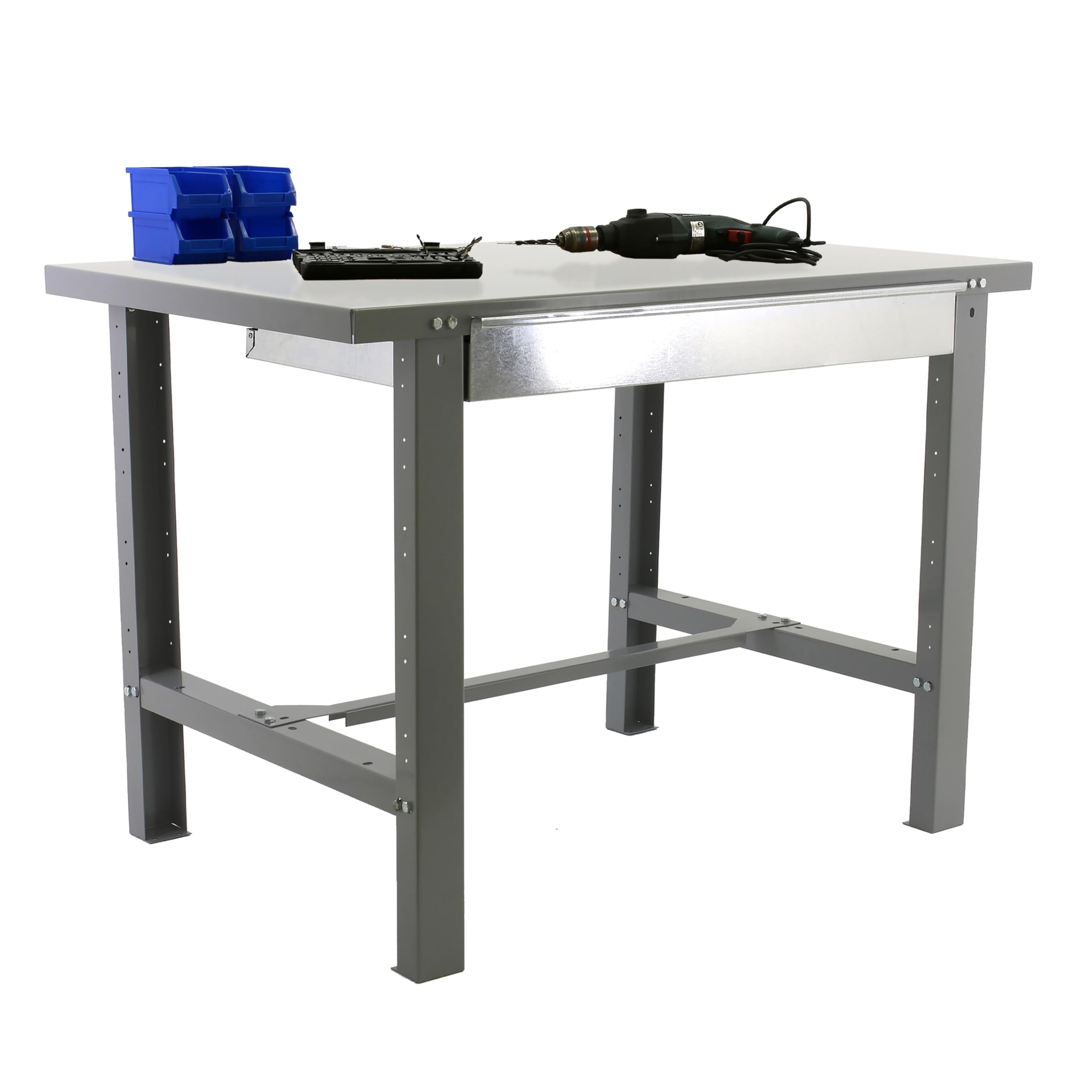 Simon Rack Banco de Trabajo Taller, Capacidad Carga 600 kg, 830x1200x730 mm, Mesa de Trabajo, 1 Cajón, Gris - BT6