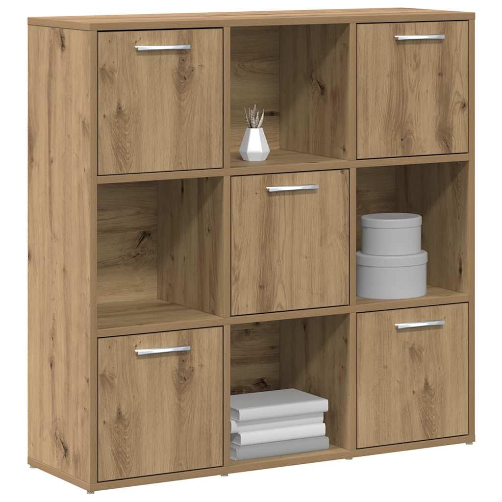 Libreria in legno di ingegneria con telaio in acciaio, 9 scomparti,