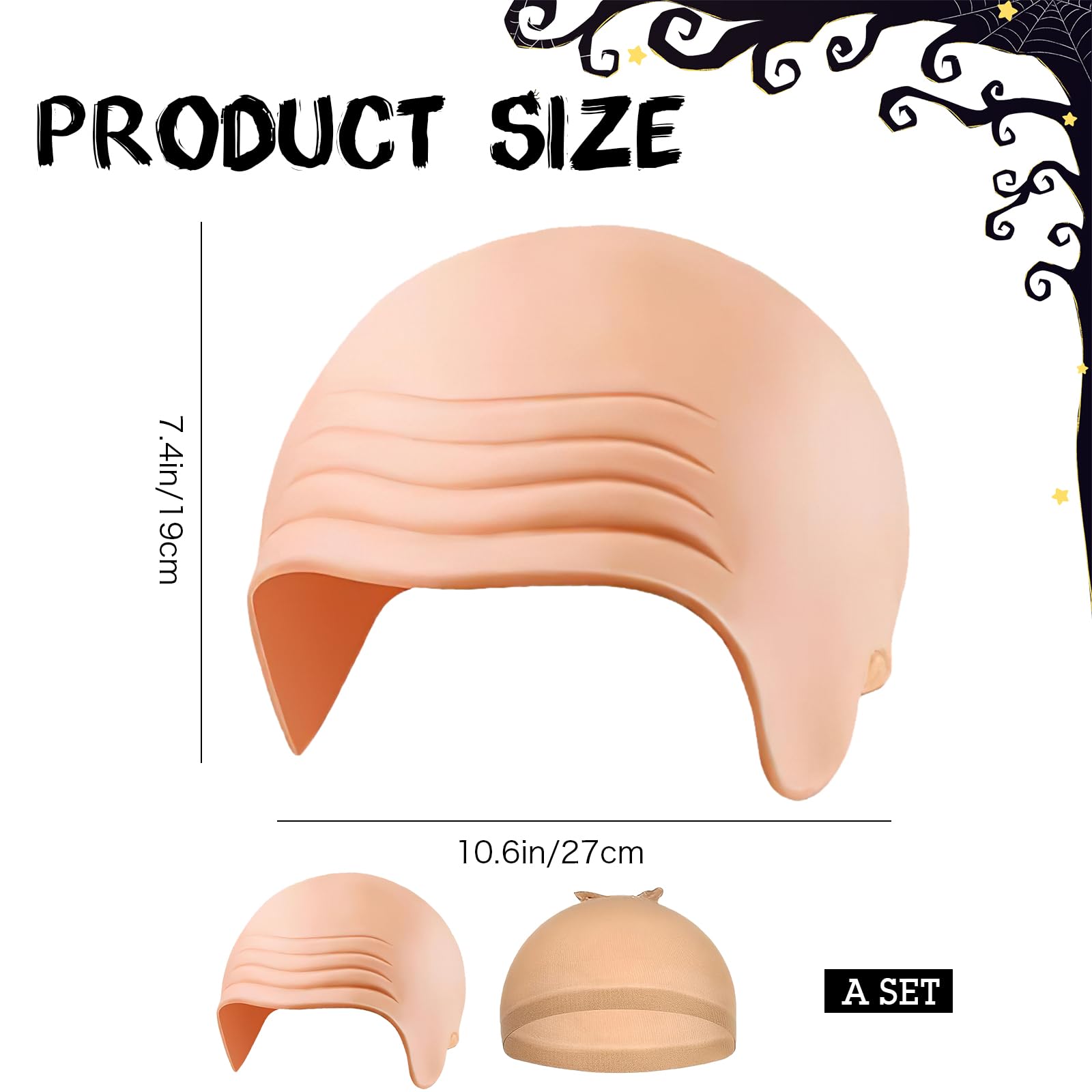 Wlleoaa 2 PCS Bald Head Cap and Hairnet, Latex Bald Cap for Adults Halloween Balds Caps, Easy to Use & Reusable - Image 2