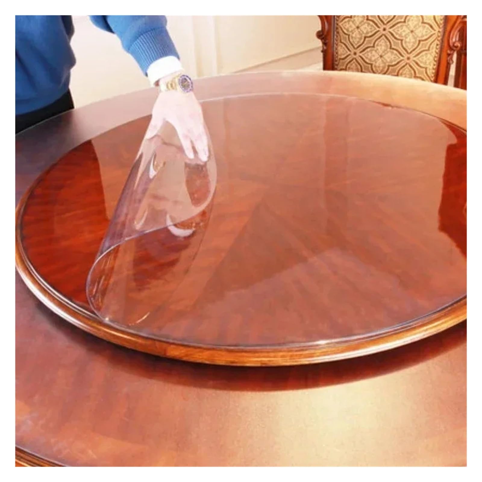 Tovaglia impermeabile for tappeto tavolo rotondo in PVC trasparente | Tovaglia in PVC Modello da cucina Copritavolo Tappetino tavolo pranzo in panno morbido(Transparent,Diameter80cm)