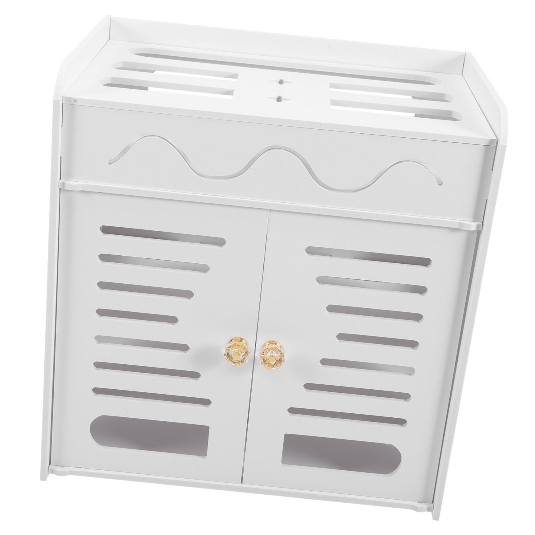BETOOKY Scatola per Cavi Elettrici per Router a 4 Strati di Archiviazione in PVC Doppia Porta Bianco, Organizer Compatto e Pratico per Casa e Ufficio