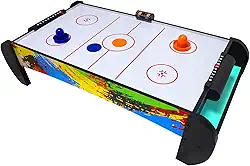 Mesa de hóquei de ar para crianças | Air Hockey de mesa para crianças, meninas, meninos, adolescentes com discos e remos de hóquei de ar, ventiladores eletrônicos
