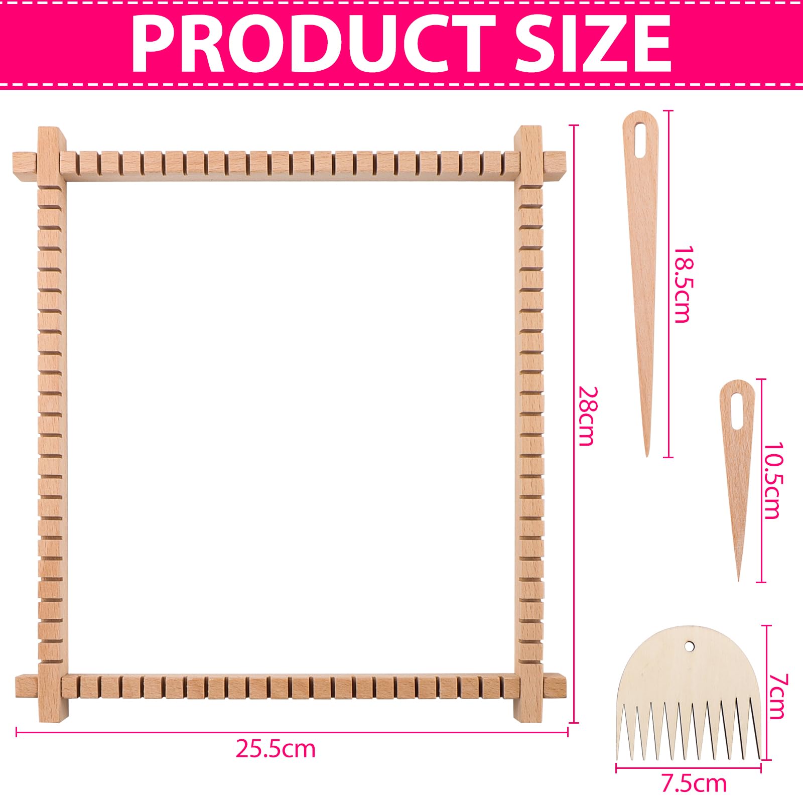 Xinxinphi Métier Tisser Enfant avec Laine Colorée et Navette Peigne Kit, Set Cadre Tissage Bois DIY 40 x 30 cm, Cadre Tricoter Manuels Multi-Travaux, Metier Tisser pour Adultes Fille et Débutants