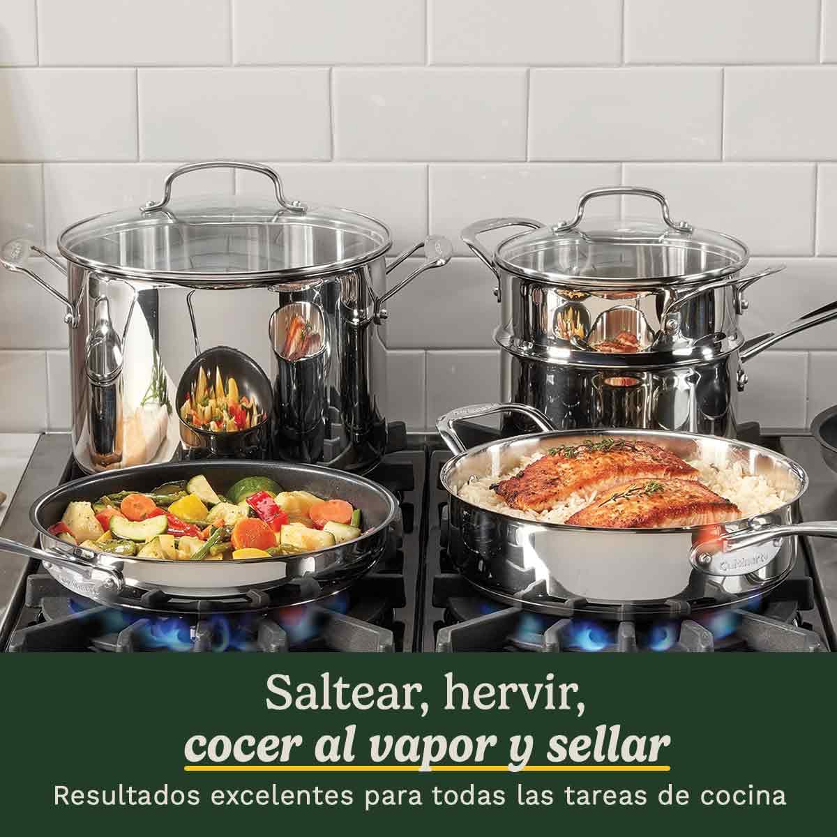 Cuisinart® Chef’s Classic™ batería de cocina 11 piezas | Inducción | Base de aluminio | Mangos Cool Grip™ | Medición integrada | Lavavajillas | Acero inoxidable