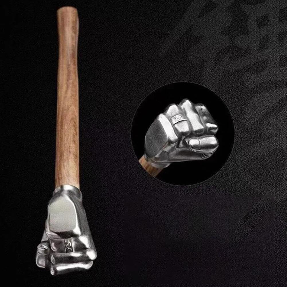 Martillo con forma de puño de acero inoxidable, martillo decorativo 2025 con cabeza de acero inoxidable y mango de madera, herramientas multifuncionales para jardinería, hogar, coche, camping al aire