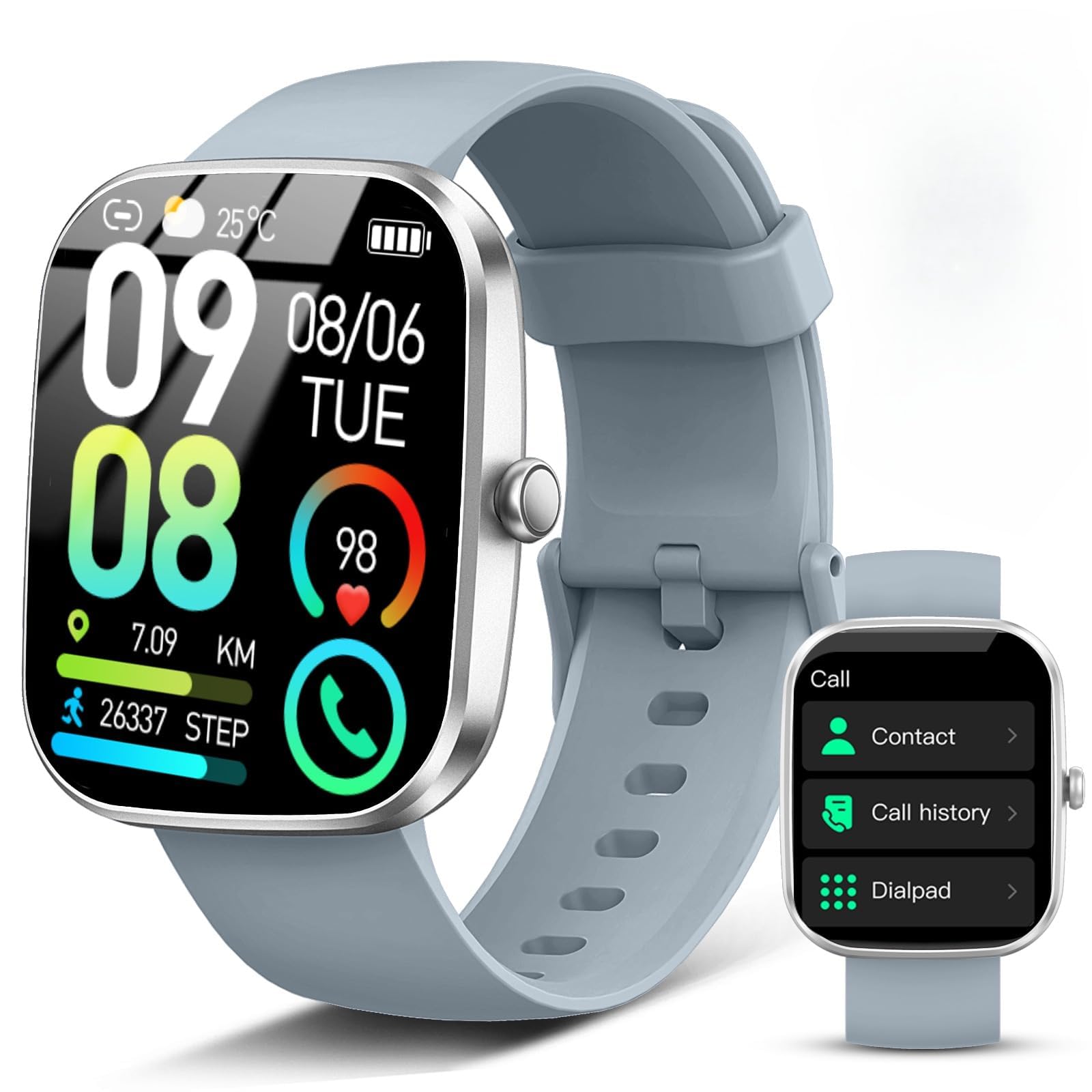 Reloj Inteligente Hombre Mujer, 1.91" HD Smartwatch con Llamadas Bluetooth, Pulsómetro/Monitor de Sueño/Podómetro, 110+ Modos Deportivo Pulsera Actividad, Impermeable IP68 Smart Watch para iOS Android