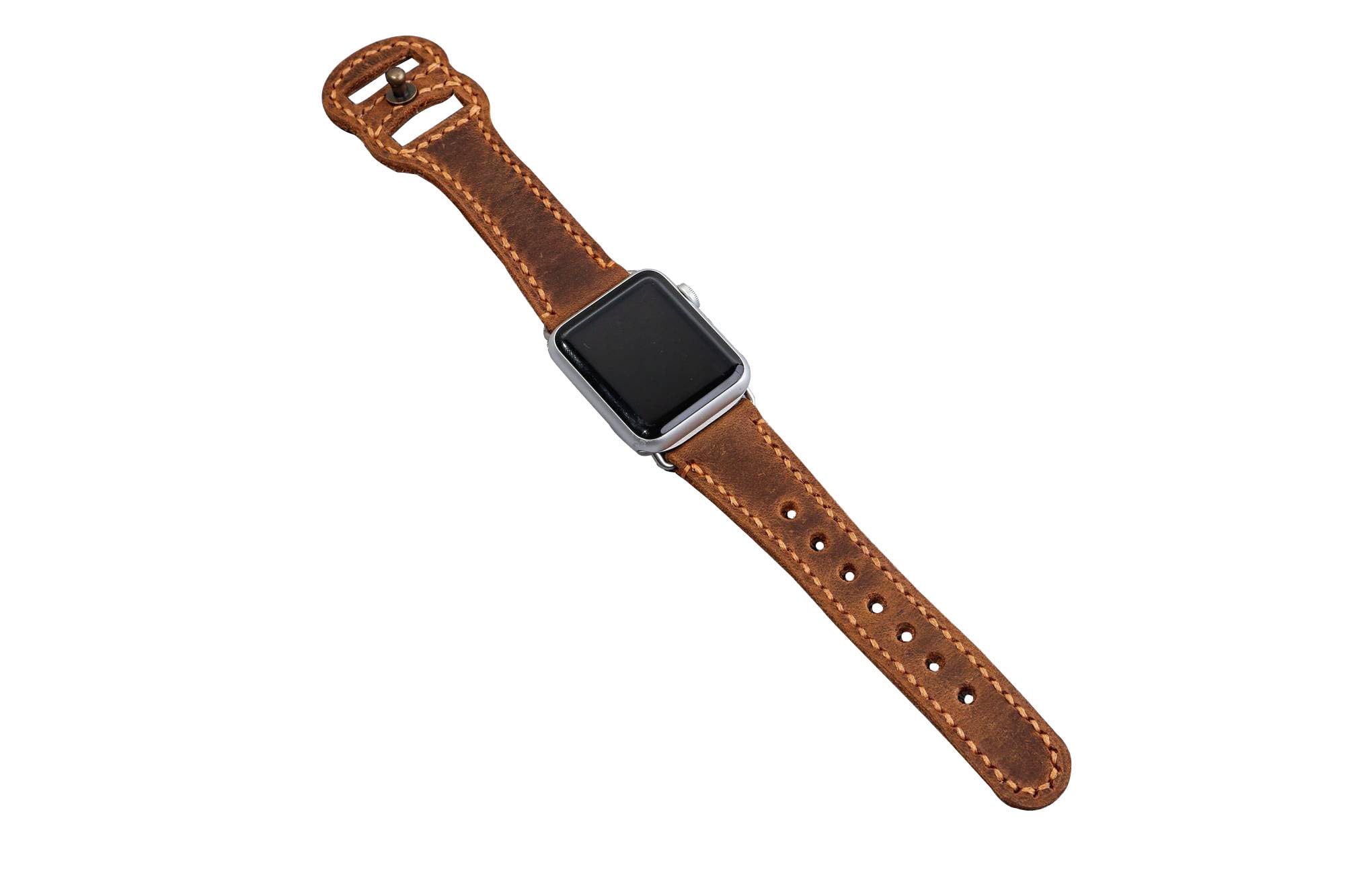 Apple Watch Leather Band, Personalized Brown Leather Apple Watch Band, Mens Leather Apple Watch Strap - W08-LWWB