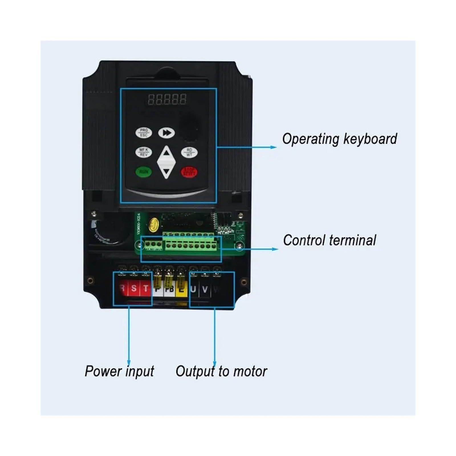 convertisseur de fréquence Onduleur VFD 11KW 220V/380V AC Variateur de fréquence Entrée monophasée Sortie triphasée 220V/380V for Moteur AC(11kw 15HP,3ph380V-3ph380v)