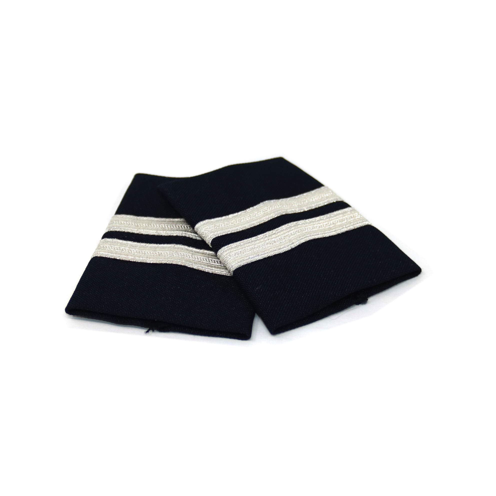 Aero PhoenixProfessional Pilot Uniform Epaulets - Two Bars - Silver Metallic on Dark Navy, Navy