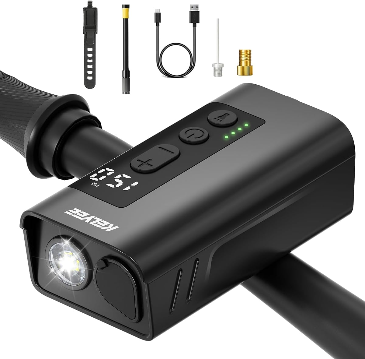 F05 Mini Electric Bike Pump 150 PSI, Portable Bicycle Tire Inflator with Presta & Schrader Valve, Fast Inflation Tiny Bike Pump for Road Bike & MTB