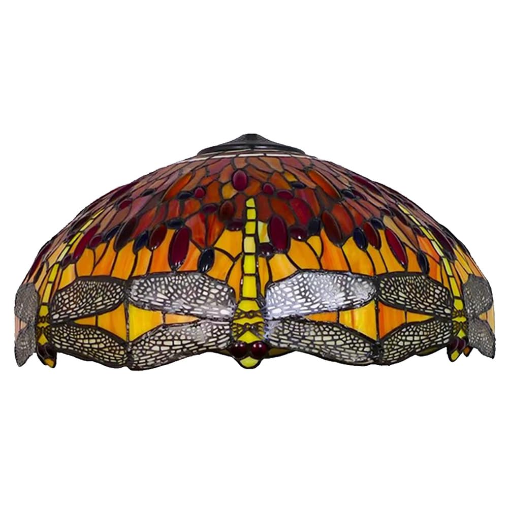 SaryEdge 20-Inch Tiffany Style Glass Lamp Shade for Table Lamp, 50cm Stained Glass Lampshades Replacement Only for Desk Floor Ceiling Hanging Lamp,Wisteria，Dragonfly，Dragonfly