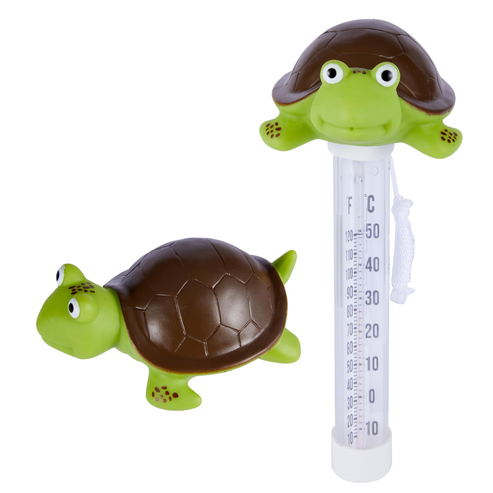 Pool Thermometer Floating Easy Read, Swimming Pool Thermometer with Rope for Outdoor/Indoor Swimming Pools, Bath Water, Spas, Hot Tubs, Aquariums, Cartoon Turtle Style