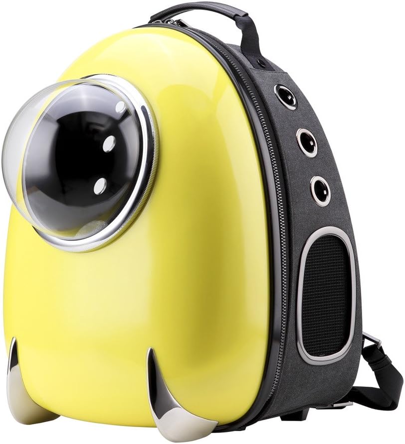 CloverPet Luxury Astronaut Bubble Pet Travel Backpack Carrier for Cats Dogs Puppy, Yellow