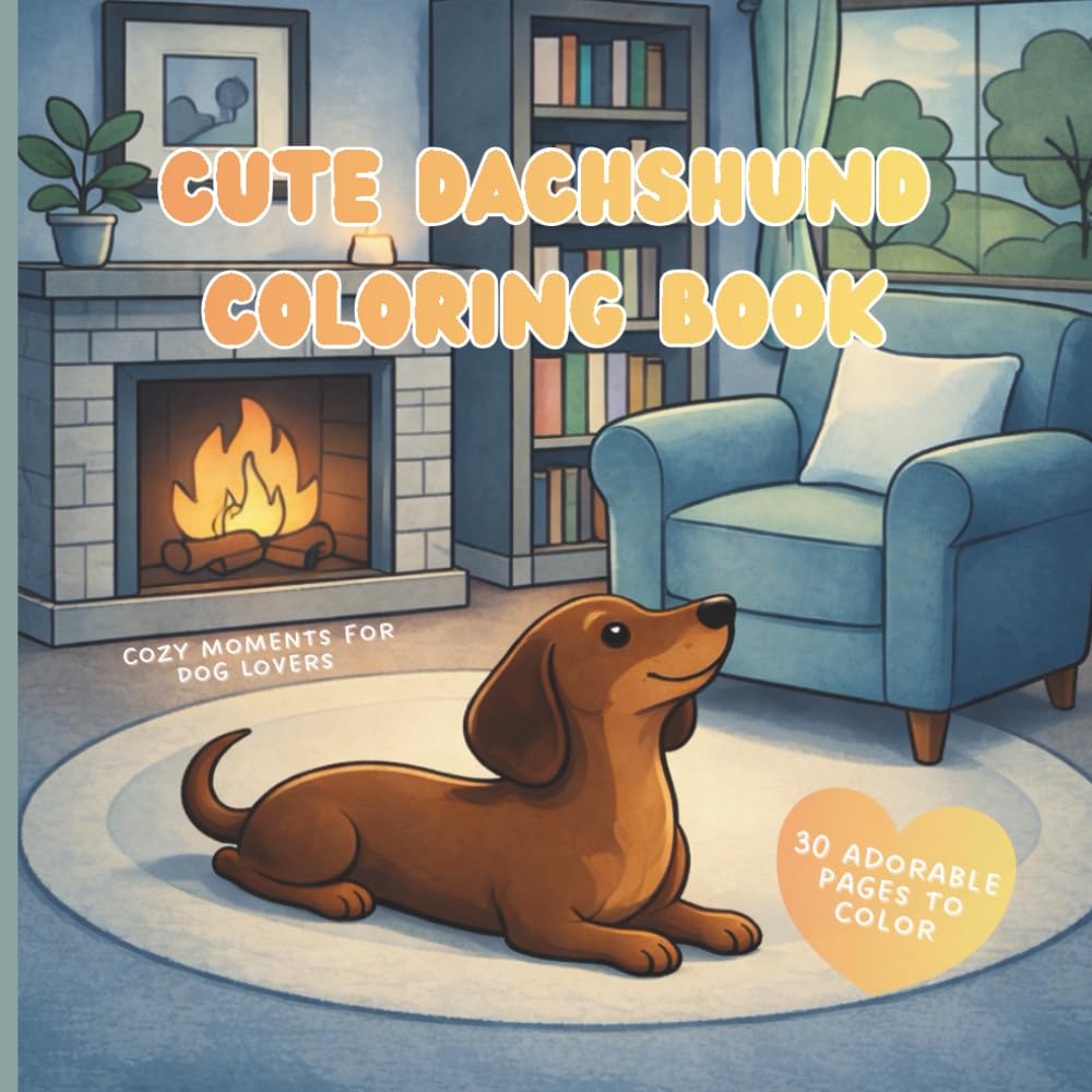 Cute Dachshund Coloring Book: Cozy Moments for Dog Lovers: 30 Adorable Single-Sided Designs for Relaxation and Stress Relief