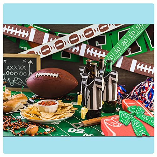 3 Rolls Football Wired Edge Ribbon 2.5 Inch X 6.6 Yard Sport Wired Ribbon Grosgrain Sports Fabric Ribbon Football Field Pattern Wired Ribbon For Wrapping And Hanging On Theme Party, 19.8 Yards Totally #TOP4