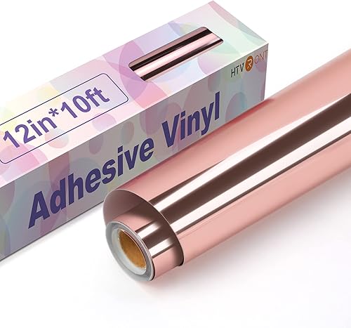 HTVRONT Vinilo permanente cromado dorado rosa, rollo de vinilo adhesivo permanente metálico de 12 pulgadas x 10 pies, compatible con máquina de