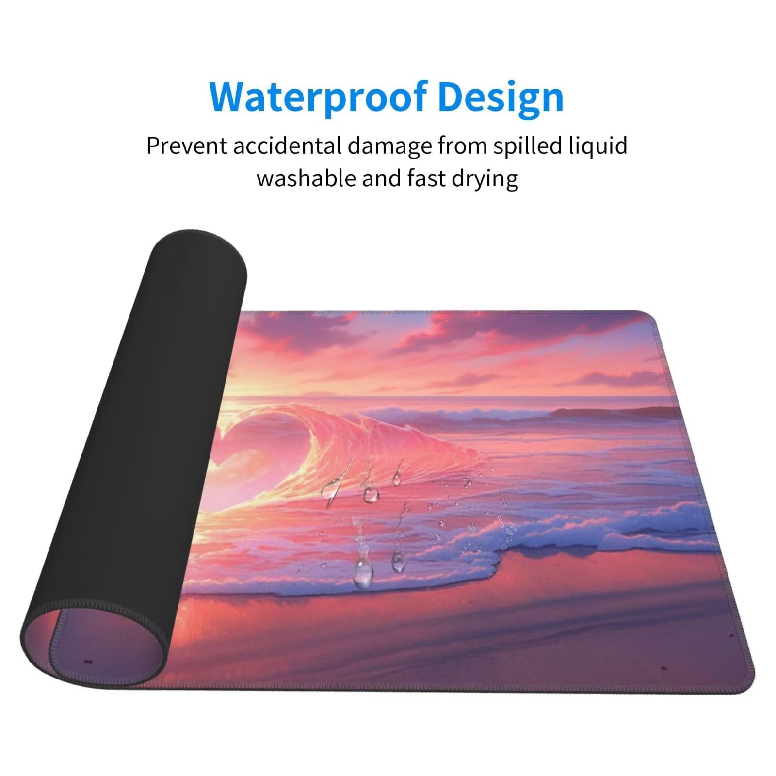 Gaming Mauspad XXL 900x600x3mm Mousepad Verlängertes Groß Mauspad Schreibtischauflage,Genähte Kanten rutschfeste Gummibasis,Verbessert Präzision Geschwindigkeit Home Office Herzförmige Wellen L-3332