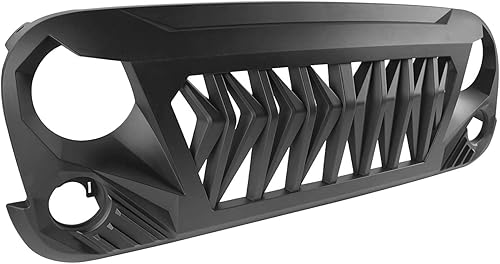 Miniatura 6 de Hooke Road Rejilla frontal negra mate para Jeep JK Shark Grill compatible con Jeep Wrangler JK 2007-2018 Rubicon Sahara Sport Unlimited