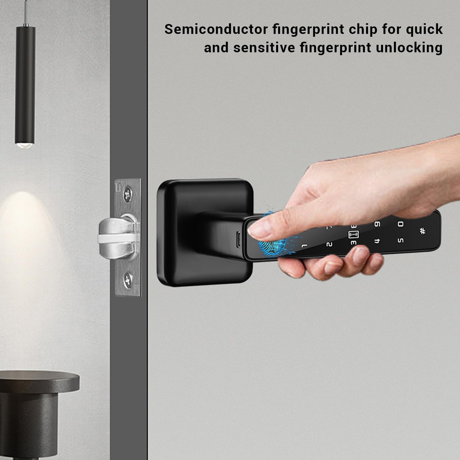 Serratura per Porta con Impronta Digitale, Serratura con Tastiera Elettronica Digitale con Sensore di Impronte Digitali a Semiconduttore Serratura Intelligente per Porta Facile