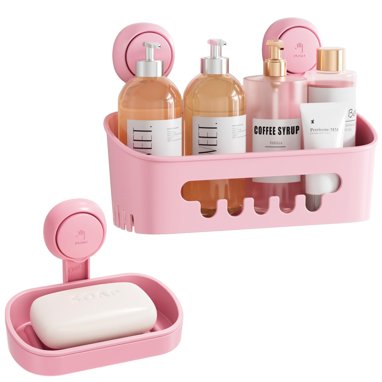 TAILI Shower Caddy Suction Cup Soap Dish Heavy Duty Bathroom Organizer Removable Shelves for Inside Shower Shampoo Waterproof