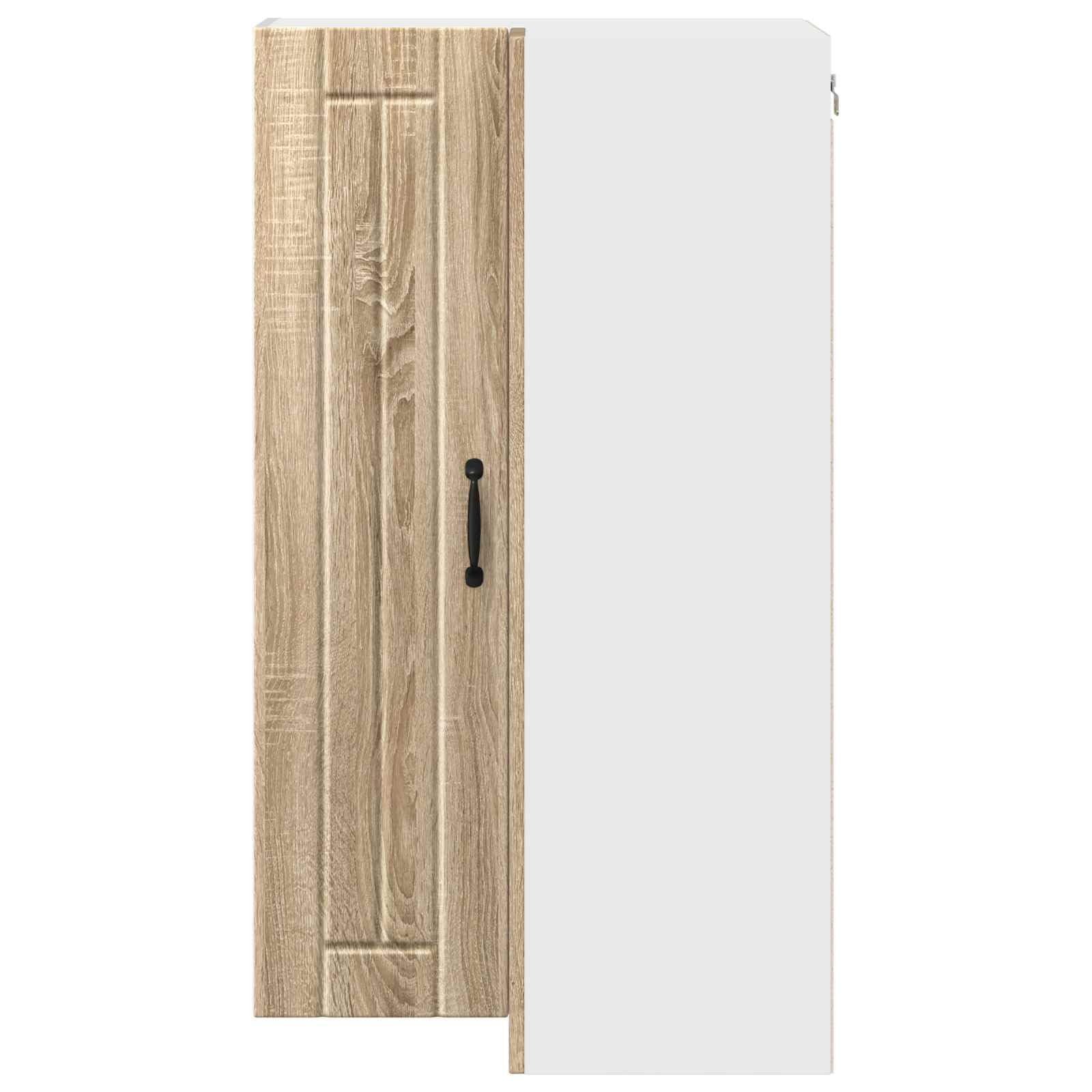 Meuble Armoire d Angle Mural Lucca Chene Sonoma 57 x 57 x 100 cm, 2 Portes 2 etageres en Bois d ingenierie, Rangement Cuisine Interieur