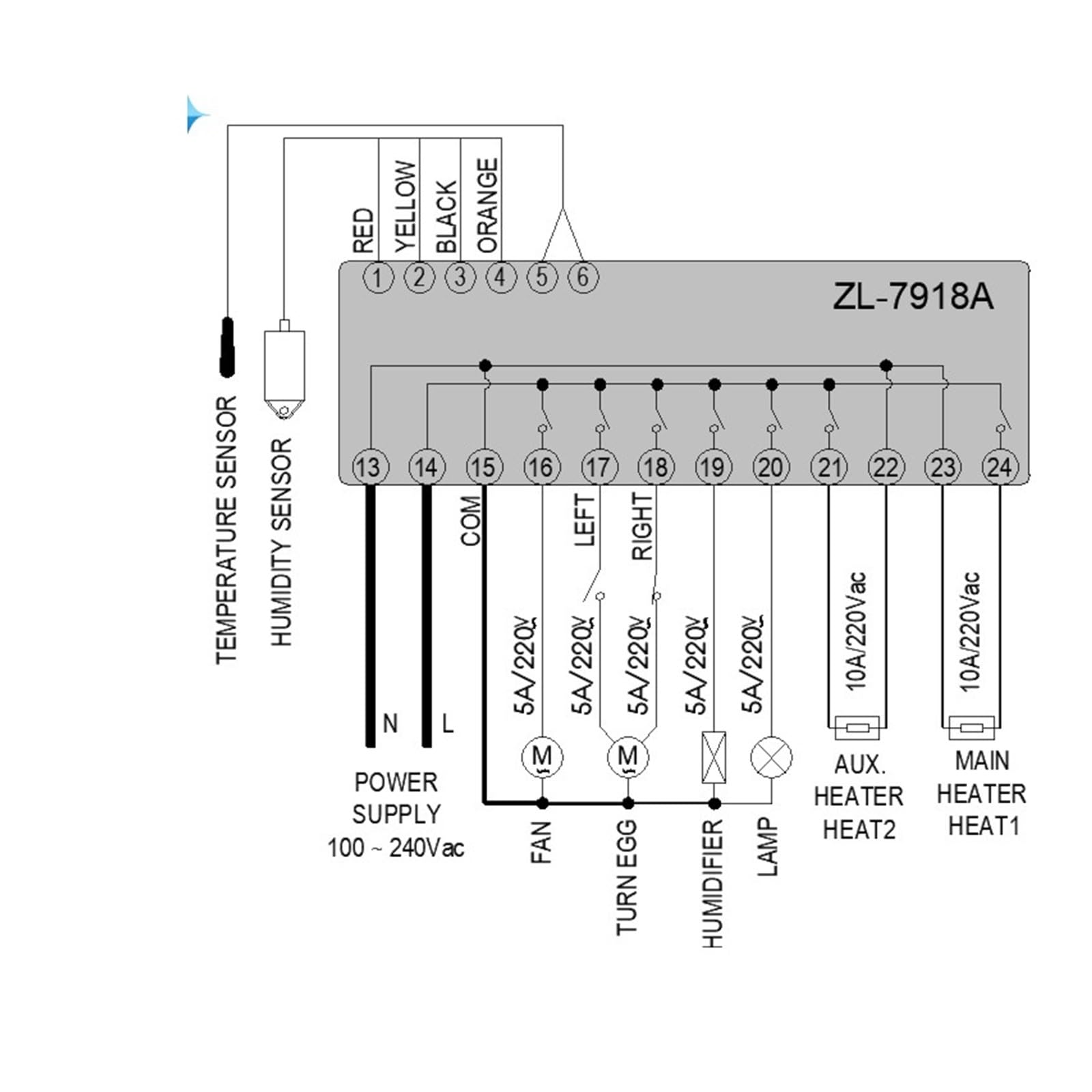 Kontroler Temperatury, ZL-7918A, Kontroler inkubatora jaj, Wielofunkcyjna automatyczna kontrola temperatury i wilgotności(With ZL-SHr05A)