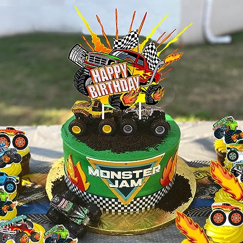 Haxpacal CAKE TOPPER004 Truck Cake Topper, 49Pcs Monster Car Theme Birthday Party Supplies thumb #1