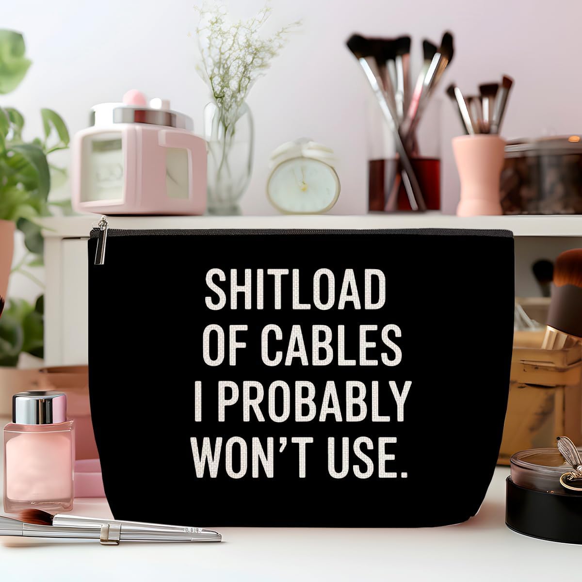 Funny Saying Makeup Bag, Funny Portable Pouch Purse Travel Cable Charger Organizer Cosmetic Bags for Women, Travel Makeup Toiletries Accessories, Christmas Birthday Gifts for Women - Image 4