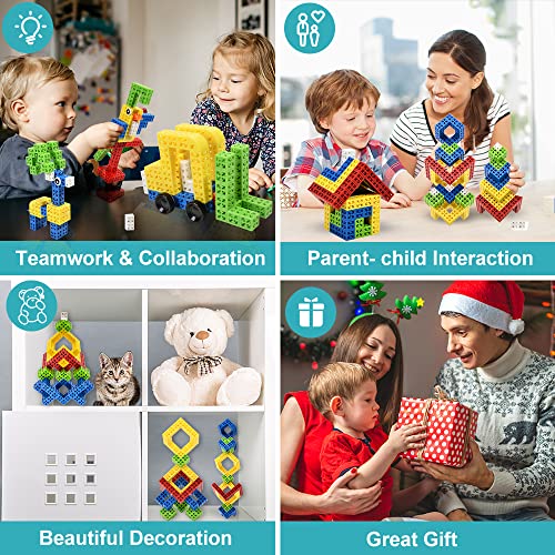 Building Stacking Block Toy, Stack Building Blocks Sensory Toy For Kids Stem Educational Sets Learning & Development Toys Cubes, Diy Build Variations With Funny Puzzle Bricks For Age 3 And Up, 150Pcs #TOP2