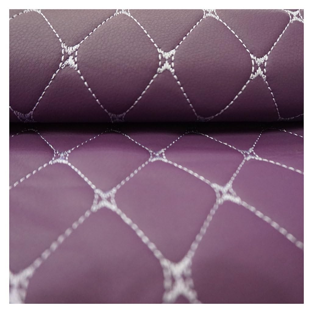 Tissu en simili cuir matelassé PU violet 1,4x3m pour broderie couture et art craft