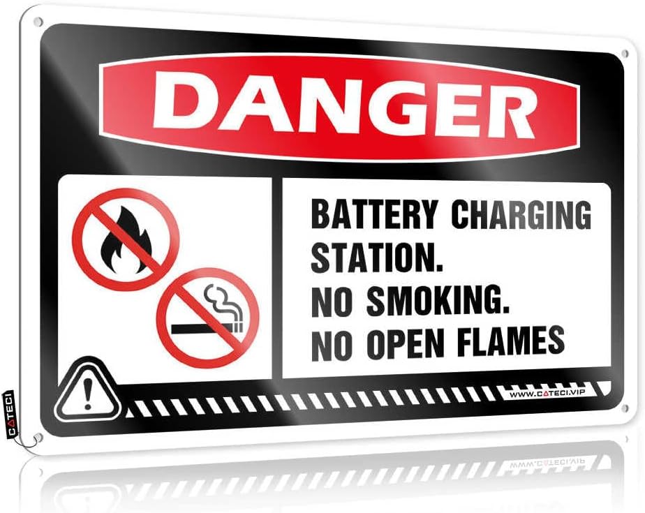 Metal Man Cave Decor Danger Battery Charging Station No Smoking No Open Flames Tin Sign Stuff For Boys Room Bedroom Door Decorations(20X30CM)