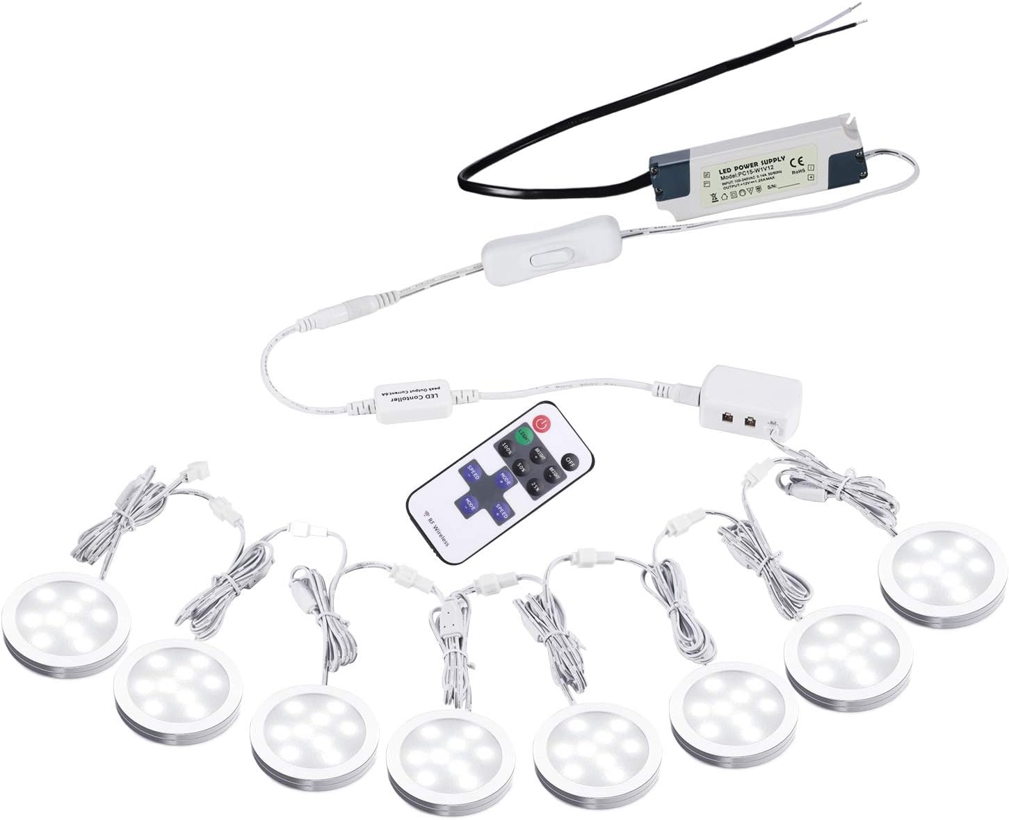 AIBOO Linkable Under LED Lighting 12V Dimmable Puck Lights