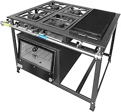 Fogão Industrial 4 Bocas Simples a Gás Alta Pressão MR Fogões com Chapa e Forno P7
