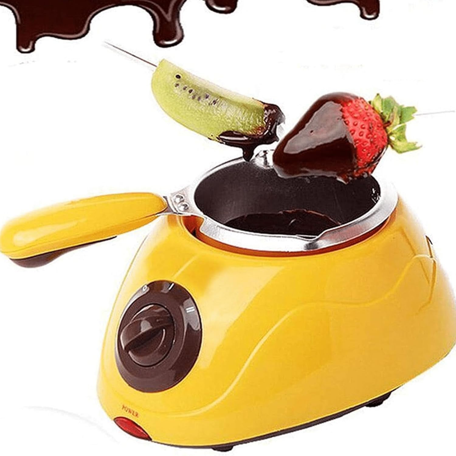 Upgraded Melting Fondue Set,MINI Electric Chocolate Melting Pot,Chocolate Fondue Fountain,Warmer Machine for Milk Chocolate,Cheese,Butter,Candy (Yellow)