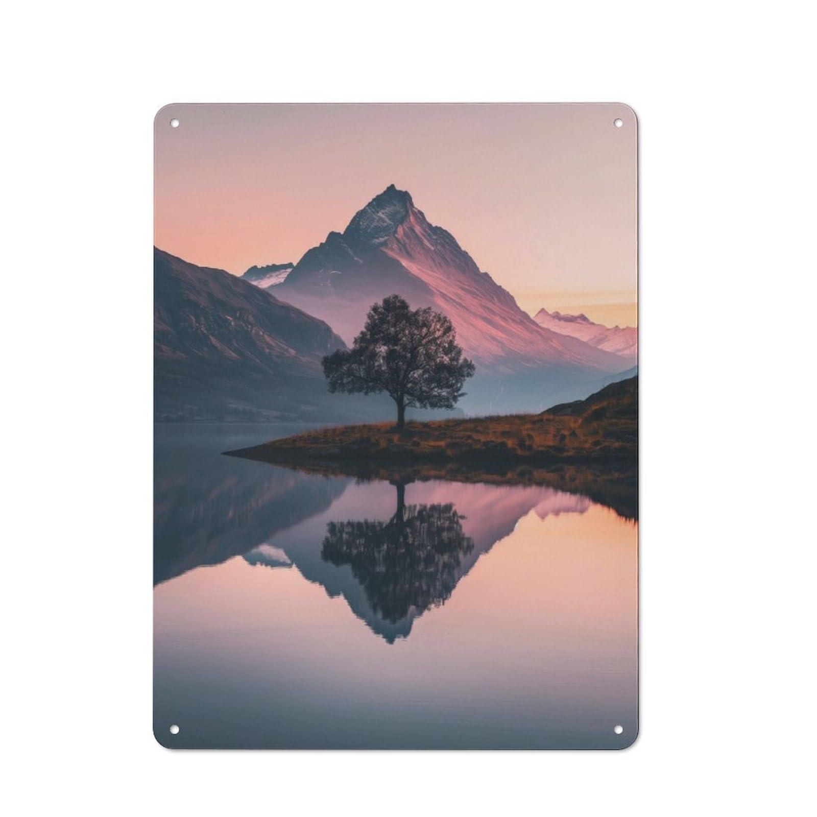 Junmoney Alpine Glow Reflection Retro Metal Wall Sign 40X30cm Featuring For Hallway Wall, For Garage, Workshop And Man Cave Decoration