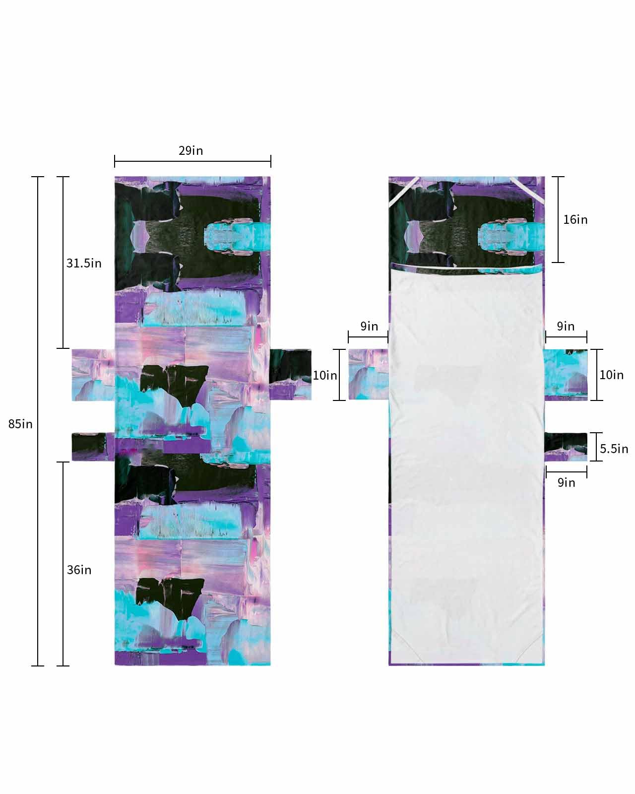 Purple Blue Black Beach Lounge Chair Towel Cover, Soft Chaise Lounge Towel with Side Pockets Patio Pool Chairs Cover for Beach/Pool Sunbathing 29x85 Abstract Art Modern Geometric