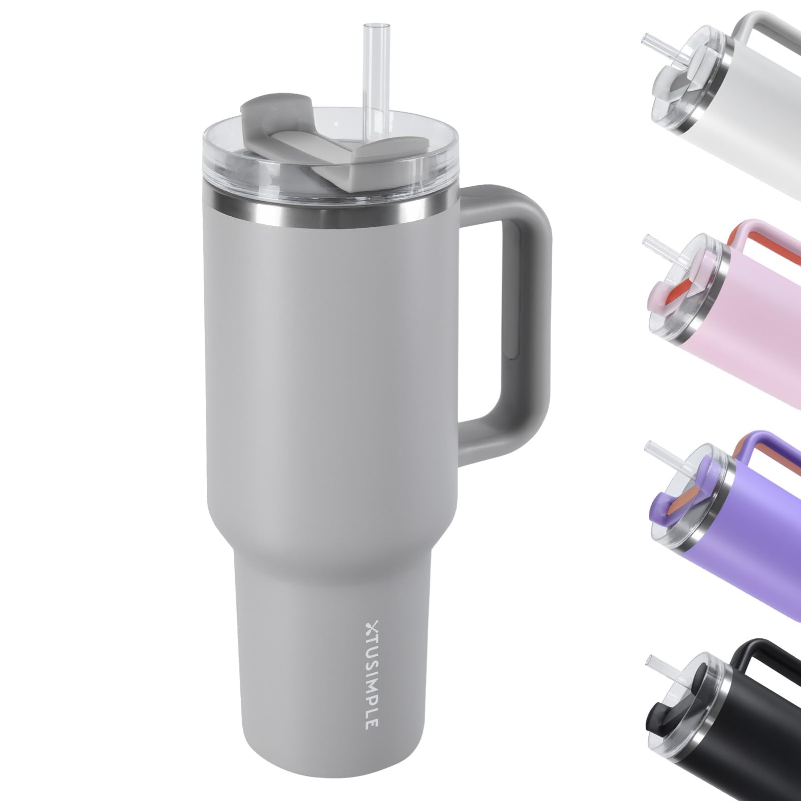 XTUSIMPLE 40oz Insulated Tumbler with Handle and Straw Lid, Stainless Steel Travel Mug - 12H Hot & 48H Cold, Fit in Cup Holder, for Travel, Gym,