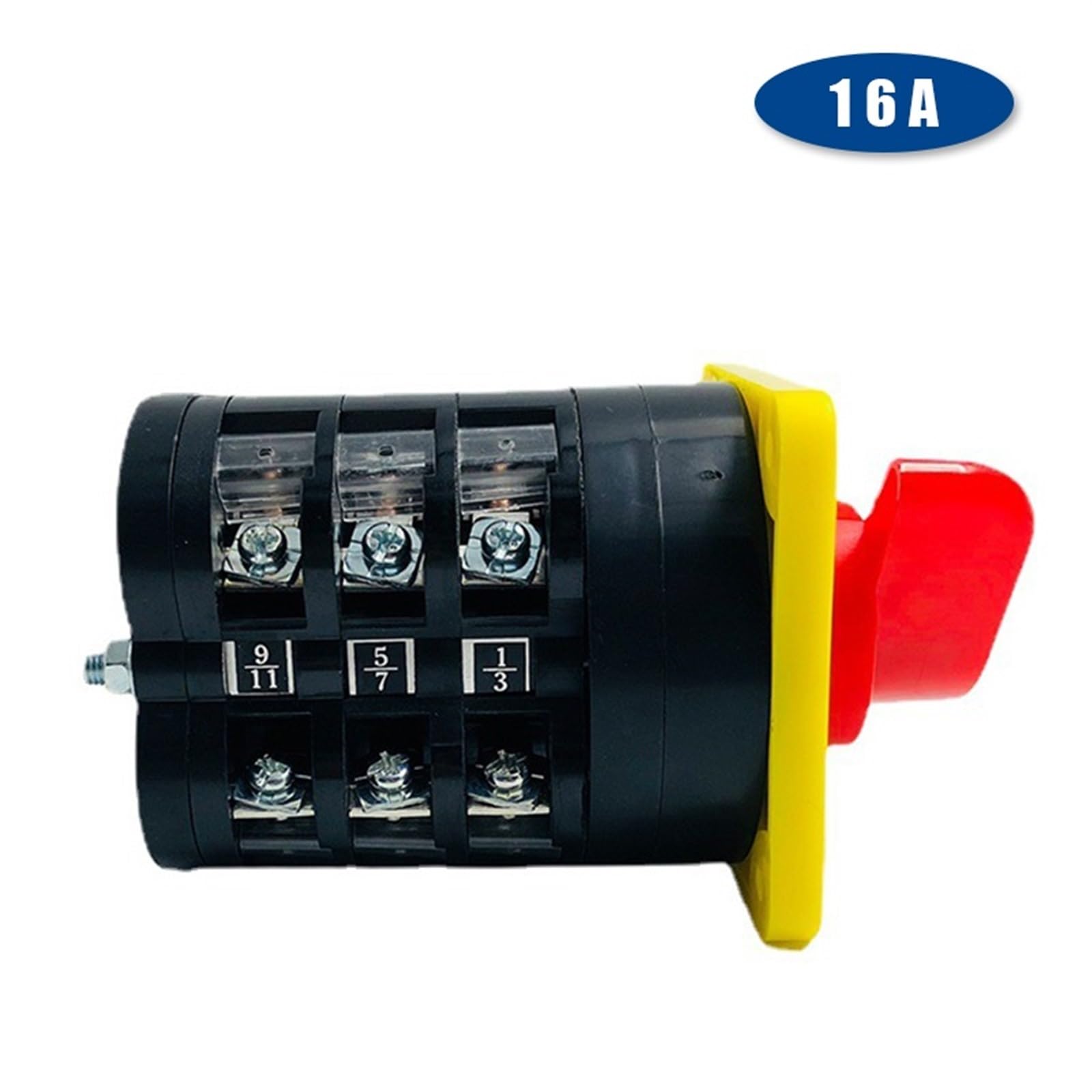 Interruptor giratorio de 3 posiciones, 16 A, selector de leva de tres niveles, control de arranque del motor, encendido, apagado, encendido, contacto plateado LW5-16/3, 1 unidad