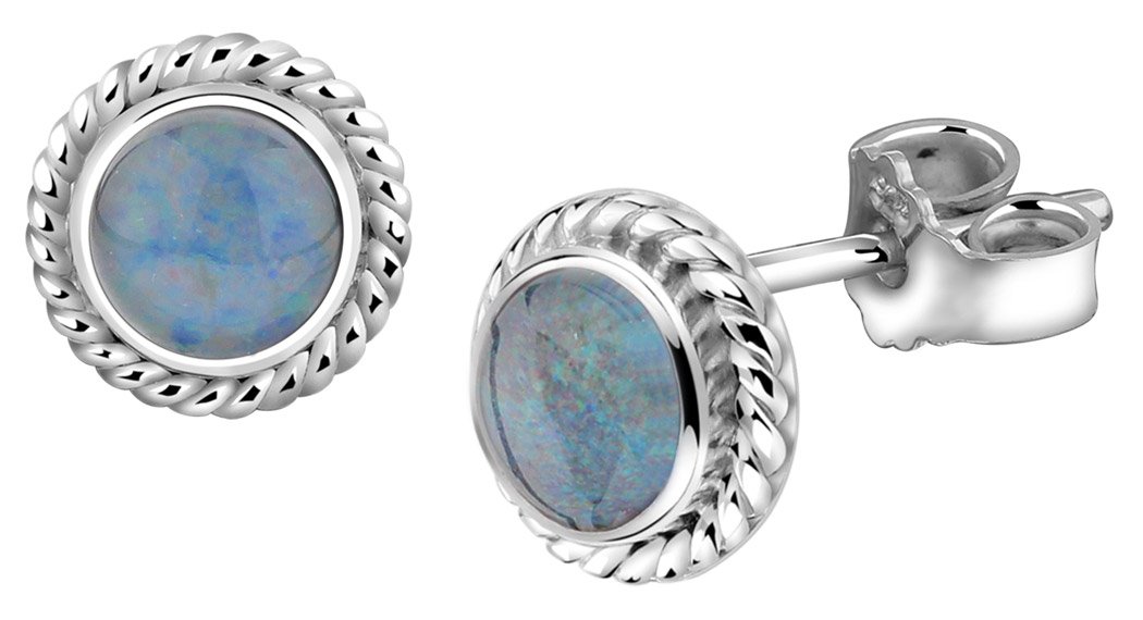 Nenalina Ohrstecker 925 Silber Damen Ohrringe rund mit Geburtsstein Opal