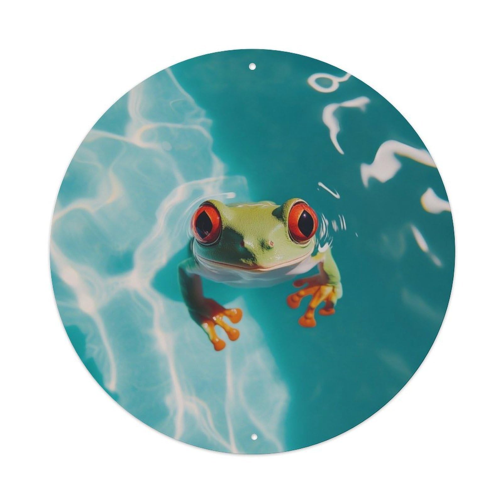 Cwbufd Vintage Style Animal Swimming Red-Eyed Tree Frog Vintage Metal Tin Sign Plaque Wall Decor For Cafe, Club Bar, Office, Garden Metal Poster 8X8inch