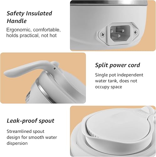 Miniatura 3 de Hervidor eléctrico plegable con mango Hervidor eléctrico de silicona de 23.7 fl oz, control táctil, viaje con pantalla de temperatura, caldera de