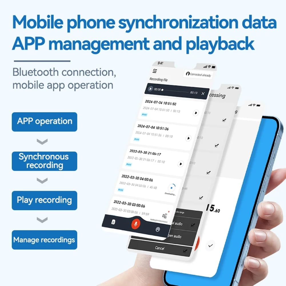 Mini Grabadora de Voz para Llamadas Telefónicas con Tecnología IA ChatGPT-4, Control por Aplicación Espia, Traductor de Audio, Dictáfono de 64 GB para iOS y Android