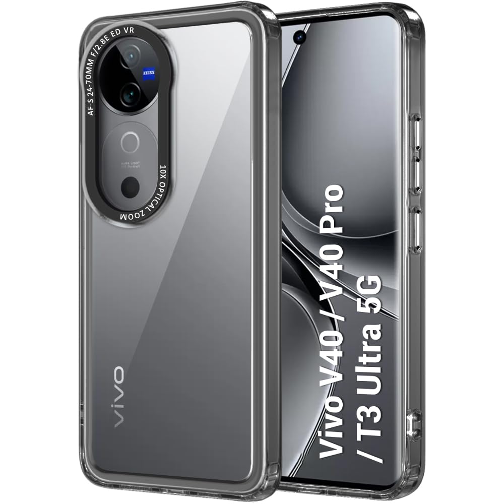 TheGiftKart Hybrid Shockproof Back Cover Case | Stylish Camera Border | Electroplated Buttons | for Vivo V40 / V40 Pro / T3 Ultra 5G