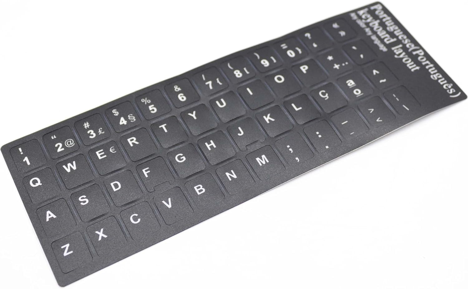 TEMOOUES Tastatur Aufkleber Portugiesisch - 2er Set Buchstaben Aufkleber Schwarzer Hintergrund